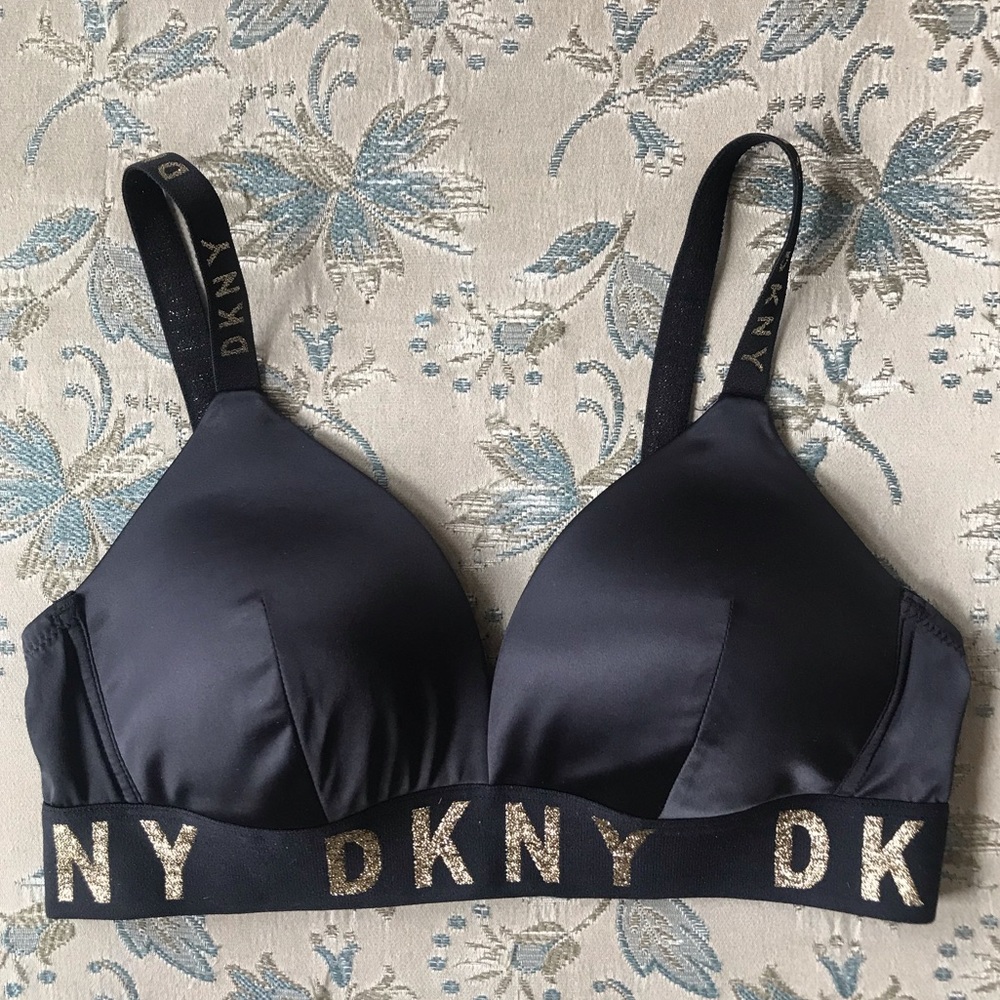 DKNY Stretch Satin Lightly Padded Plunge Bra